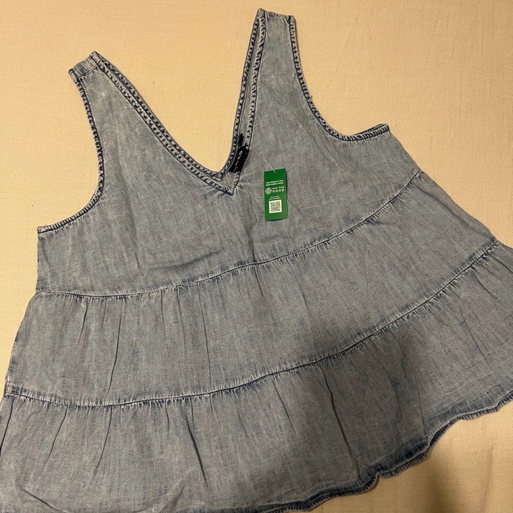 GAP Blue Sleeveless Tiered Top